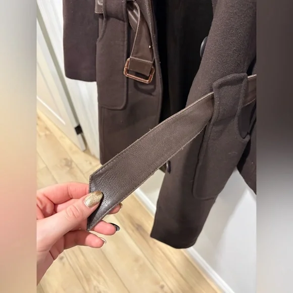 Mackage Women's Brown leather/wool/cashmere mix Coat - Picture 6 of 16